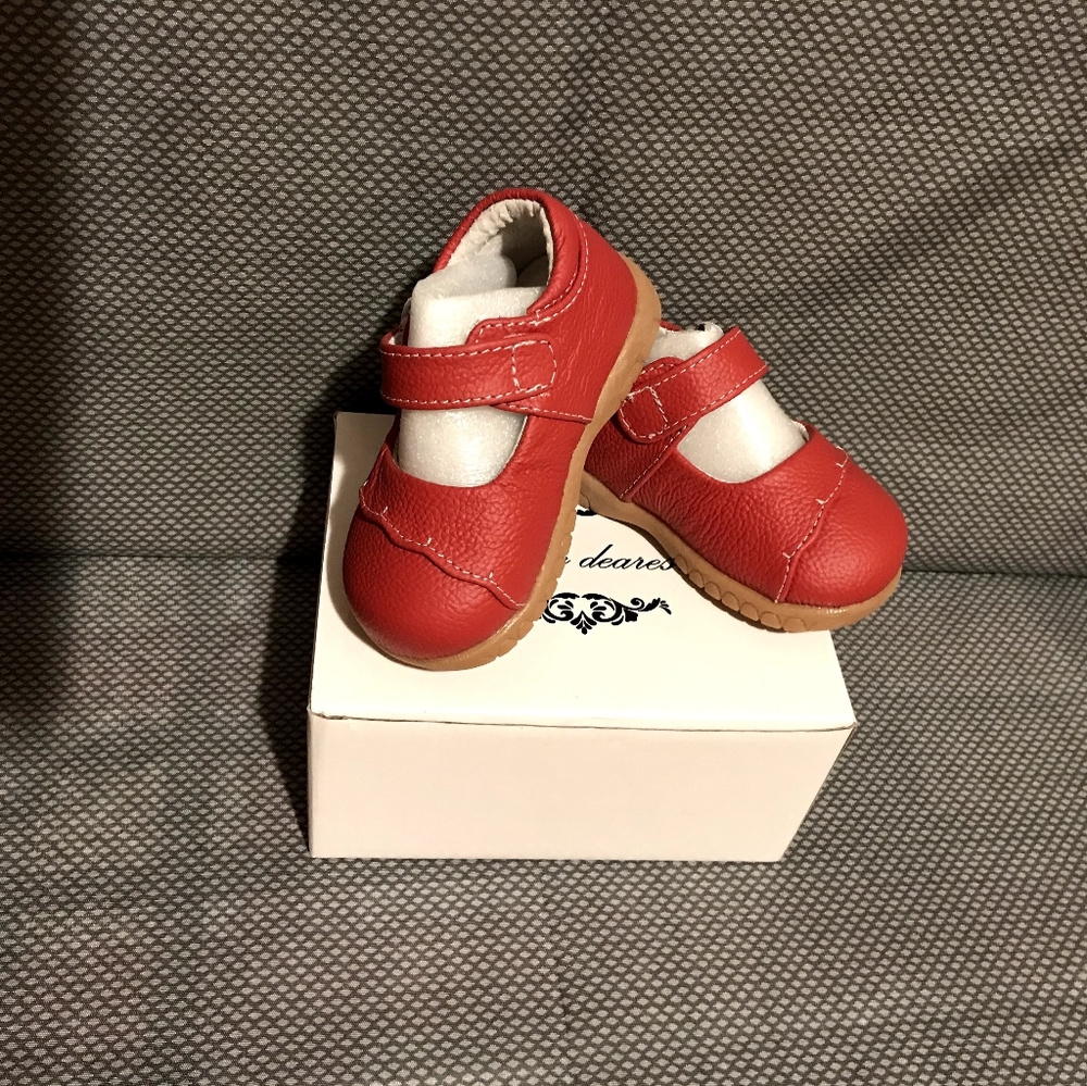 Genuine Red Leather Shoes Size 5